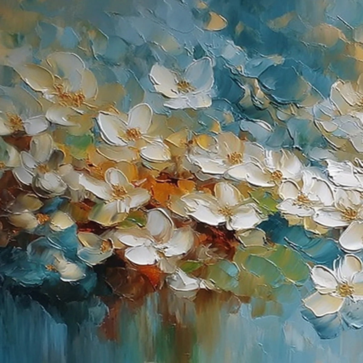 ETERNAL BLOOM: Textured Abstract White Floral Impasto Painting | rolled canvas, ready for custom framing