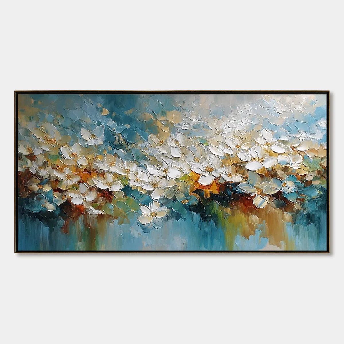 ETERNAL BLOOM: Textured Abstract White Floral Impasto Painting | hanging in ETERNAL BLOOM: Textured Abstract White Floral Impasto Painting featuring layered textured brushwork in refined tones; abs...