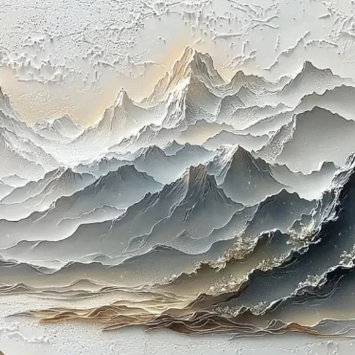 ETERNAL HORIZONS: Textured Wabi Sabi Mountain Landscape Painting | rolled canvas, ready for custom framing
