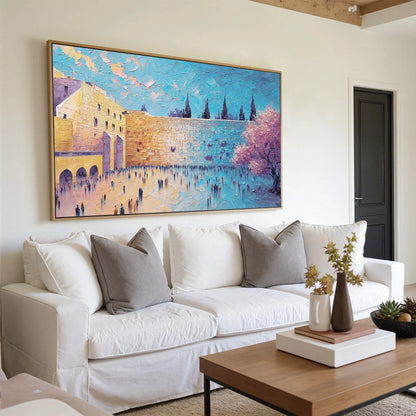ETERNAL PRAYER: Textured Impasto Painting of Jerusalem's Western Wall | Abstract mood, soft natural light studio shot
