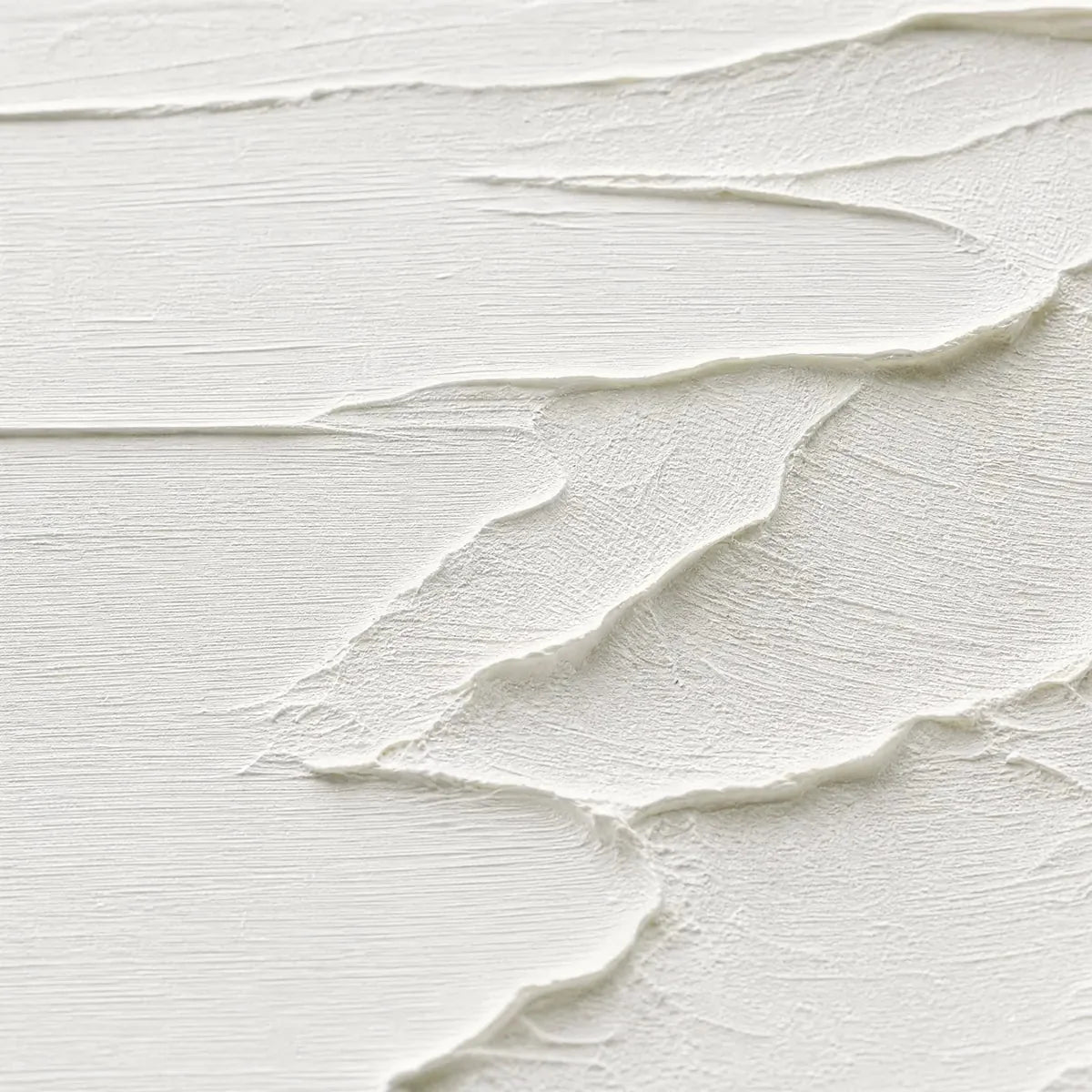 ETERNAL SHORE: Minimalist White Textured Seascape Painting | rectangular format, hand-painted canvas edge