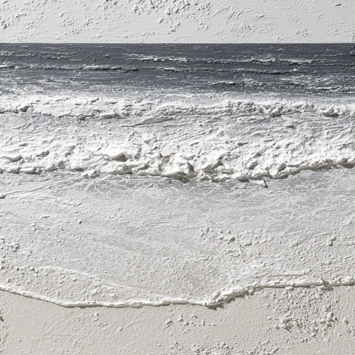 ETERNAL SHORE: Wabi Sabi Textured Minimalist Seascape Painting | rectangular format, hand-painted canvas edge