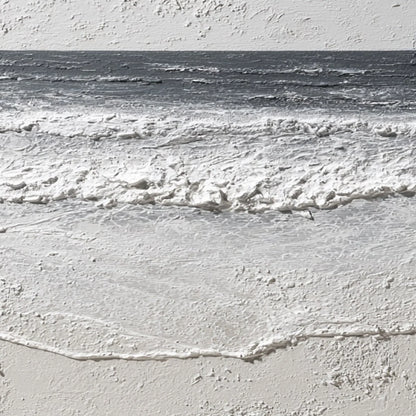 ETERNAL SHORE: Wabi Sabi Textured Minimalist Seascape Painting | rectangular format, hand-painted canvas edge