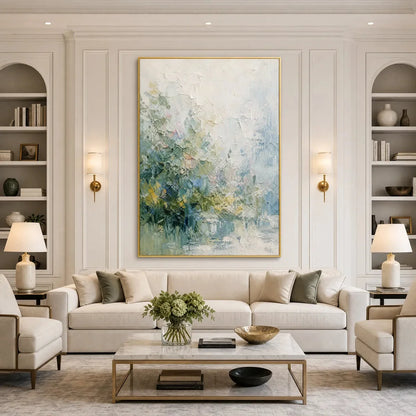 ETERNAL SPRING: Heavily Textured Abstract Floral Garden Painting | Abstract mood, soft natural light studio shot