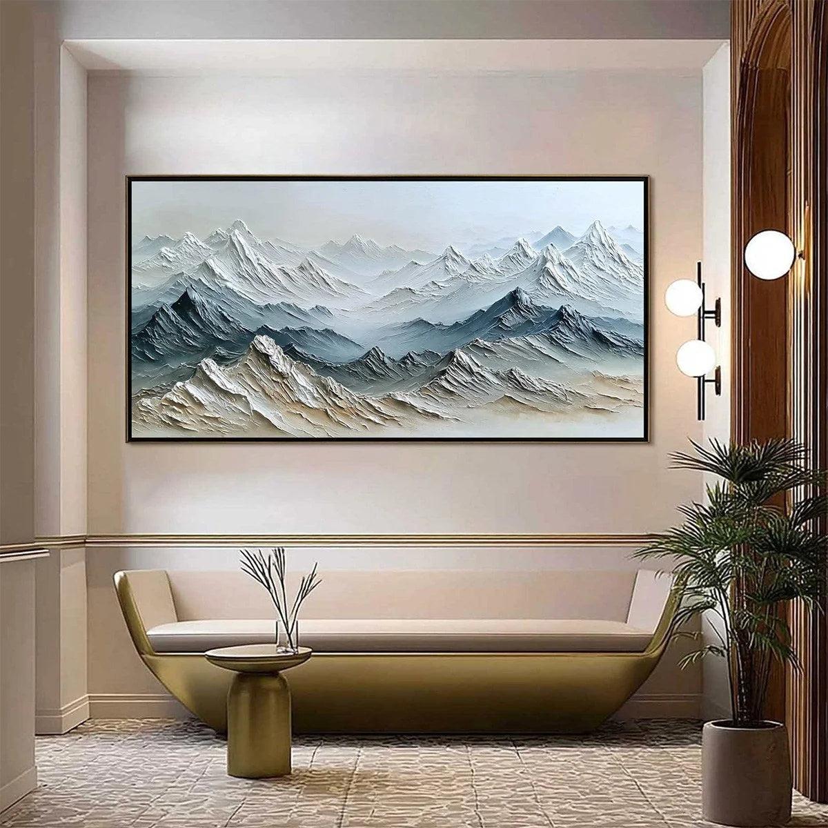 ETERNAL SUMMITS: Textured Wabi Sabi Mountain Landscape Painting | Landscape closeup, raised brushwork detail