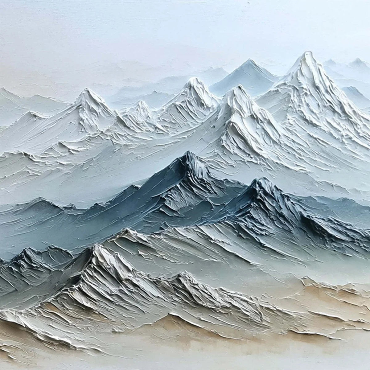ETERNAL SUMMITS: Textured Wabi Sabi Mountain Landscape Painting | rolled canvas, ready for custom framing