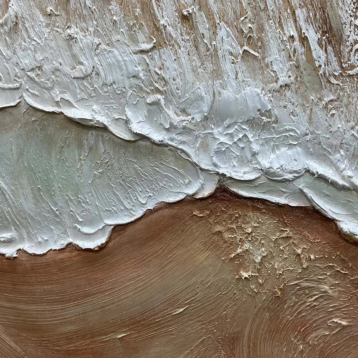 ETERNAL TIDE: Textured Wabi Sabi Beach & Sea Painting | rectangular format, hand-painted canvas edge