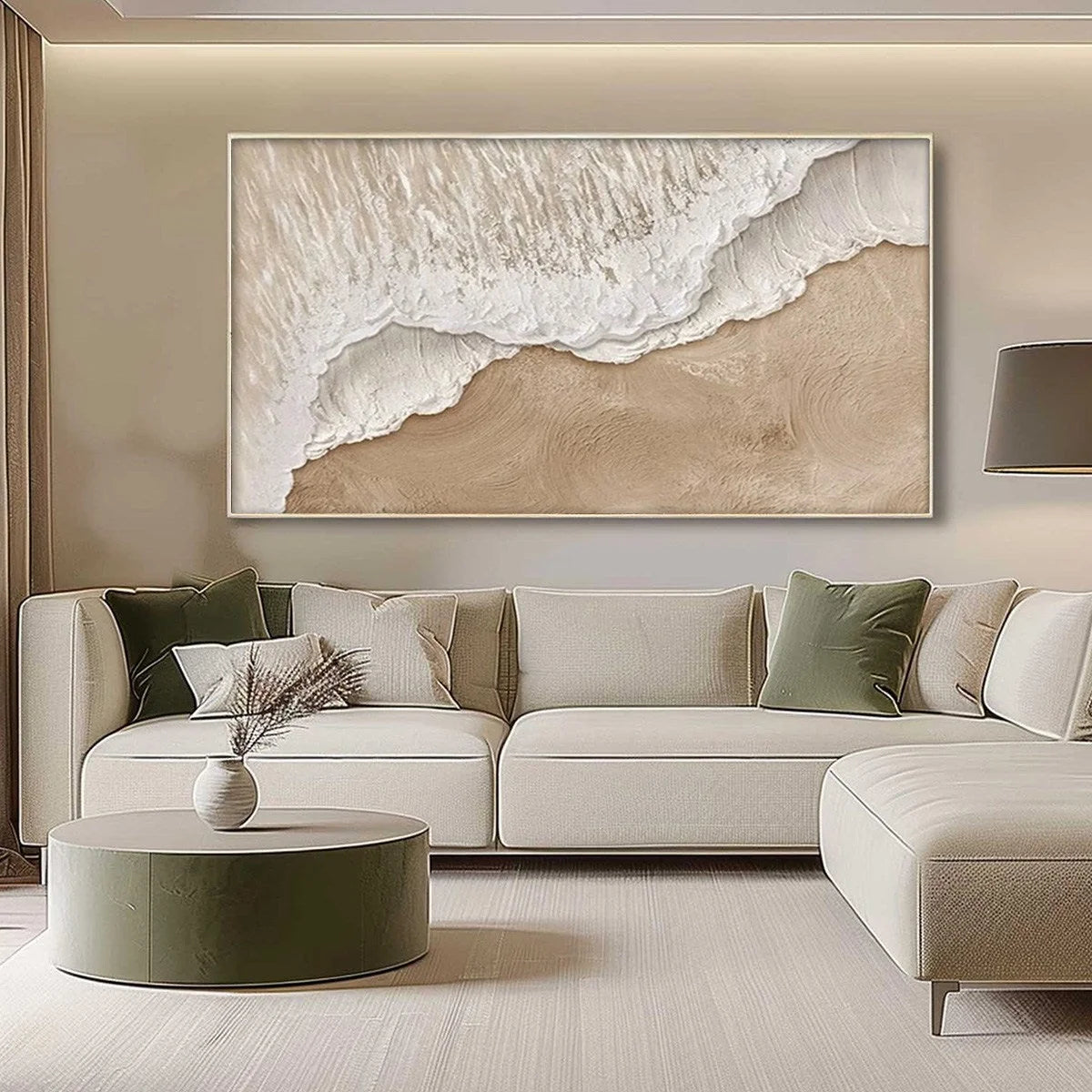 ETERNAL TIDE: Textured Wabi Sabi Beach & Sea Painting | rolled canvas, ready for custom framing