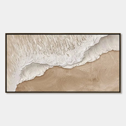 ETERNAL TIDE: Textured Wabi Sabi Beach & Sea Painting | hanging in ETERNAL TIDE: Textured Wabi Sabi Beach & Sea Painting featuring layered textured brushwork in refined tones; abstract composition ...