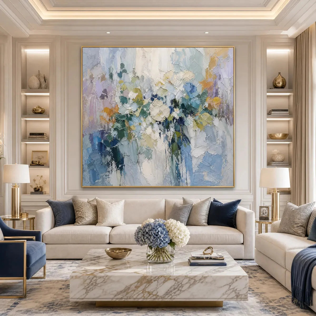Ethereal Bloom Abstract Floral Textured Oil Painting for Walls | Abstract closeup, raised brushwork detail