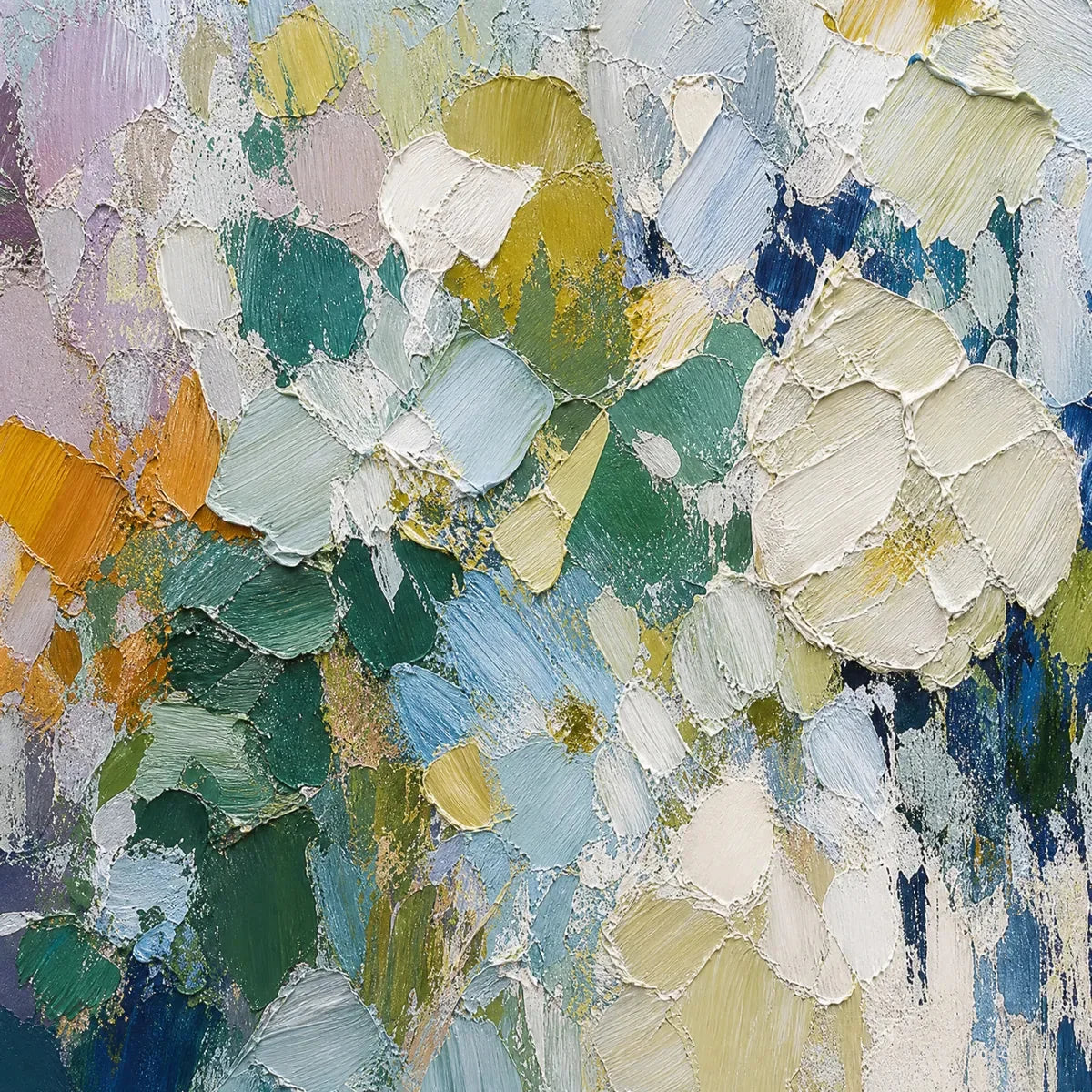 Ethereal Bloom Abstract Floral Textured Oil Painting for Walls | rectangular format, hand-painted canvas edge