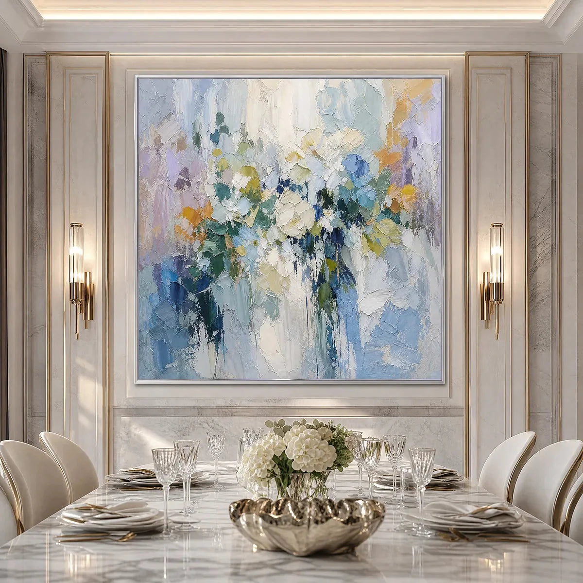 Ethereal Bloom Abstract Floral Textured Oil Painting for Walls | rolled canvas, ready for custom framing
