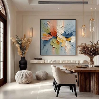 ETHEREAL BLOOM: Textured Impasto Abstract Floral Painting | Abstract closeup, raised brushwork detail