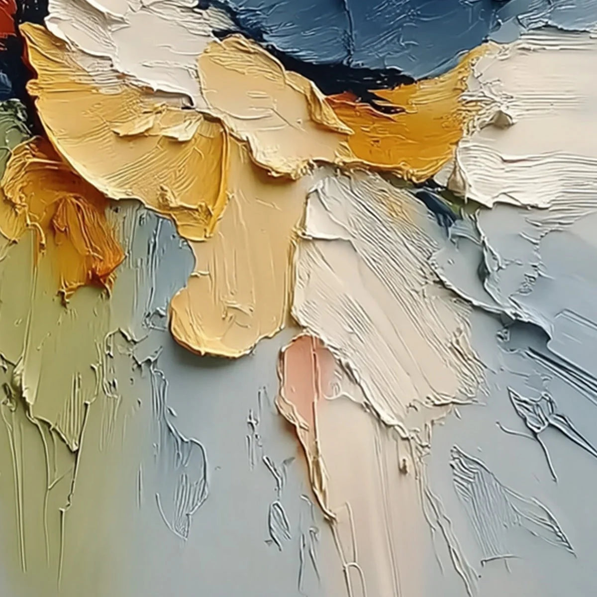 ETHEREAL BLOOM: Textured Impasto Abstract Floral Painting | rectangular format, hand-painted canvas edge