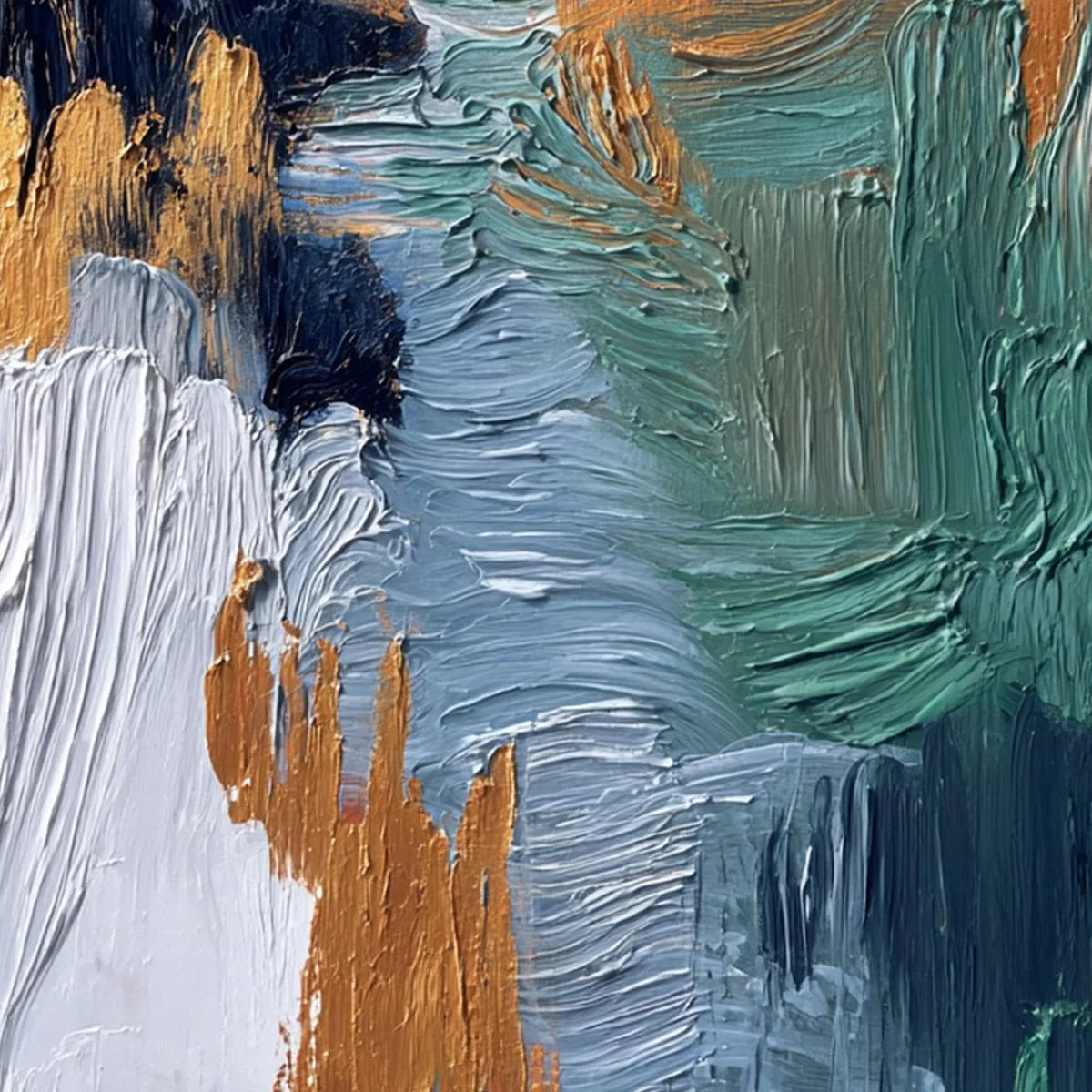 ETHEREAL CASCADE: Textured Vertical Abstract Art with Gold Accents | rolled canvas, ready for custom framing