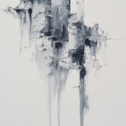 ETHEREAL CITADEL: Minimalist Monochrome Architectural Painting | rolled canvas, ready for custom framing