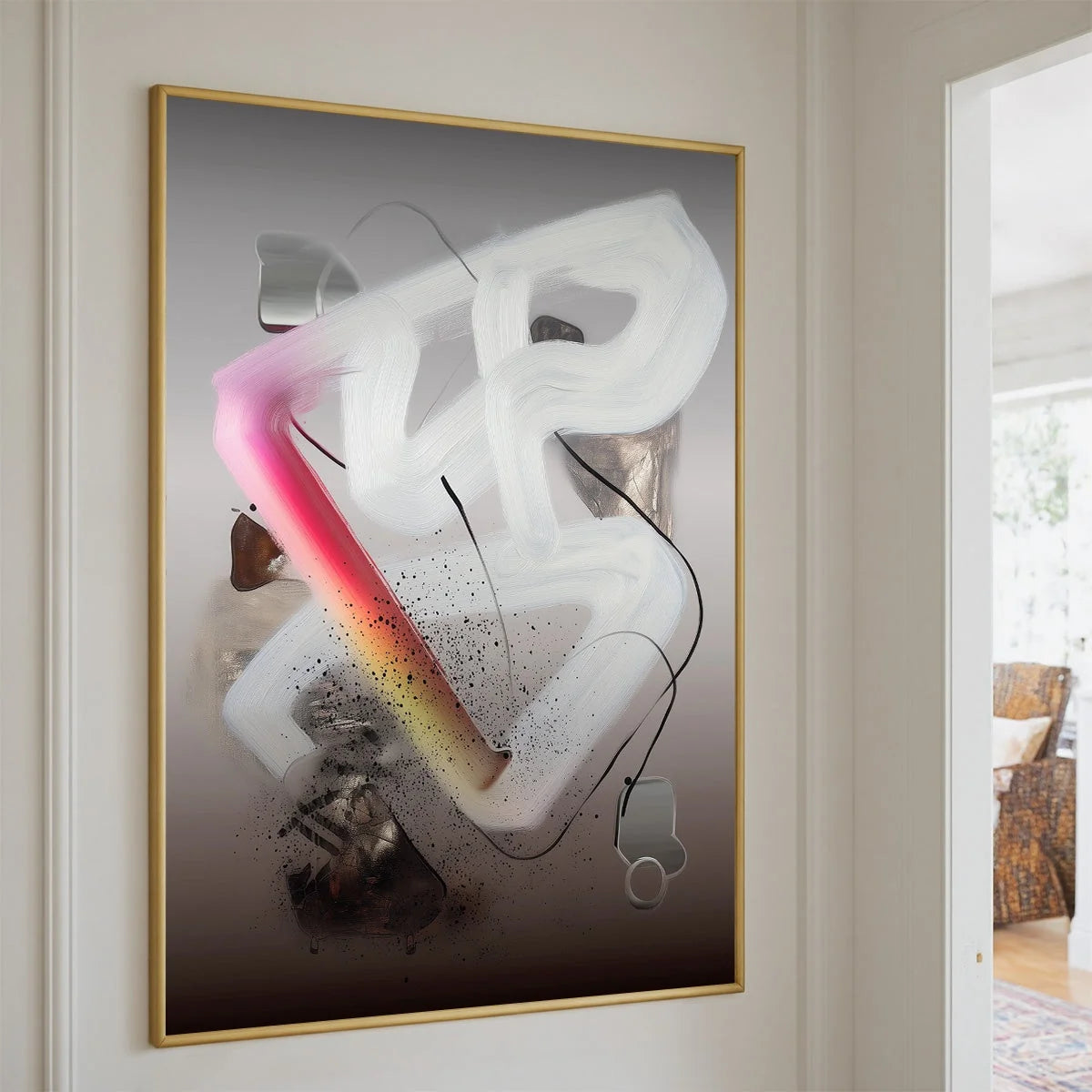 ETHEREAL DRIFT: Abstract Textured Oil Painting on Grey | rolled canvas, ready for custom framing