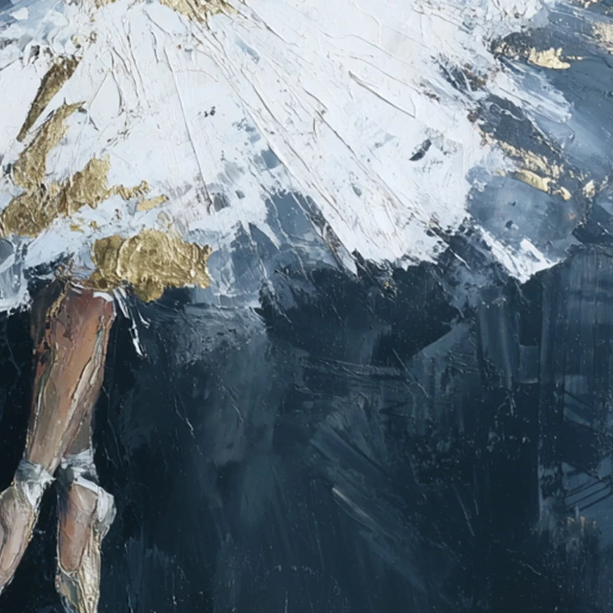 ETHEREAL POISE: Textured Gold Leaf Ballerina Painting | rolled canvas, ready for custom framing