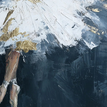ETHEREAL POISE: Textured Gold Leaf Ballerina Painting | rolled canvas, ready for custom framing