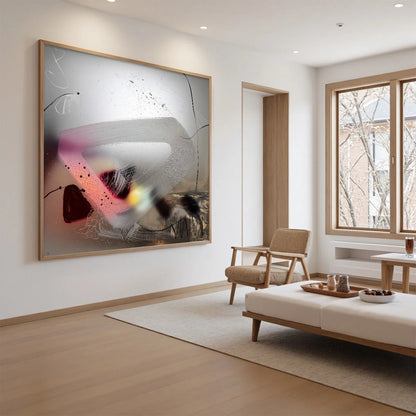 ETHEREAL WHISPERS: Abstract Mixed Media Oil Painting | rectangular format, hand-painted canvas edge