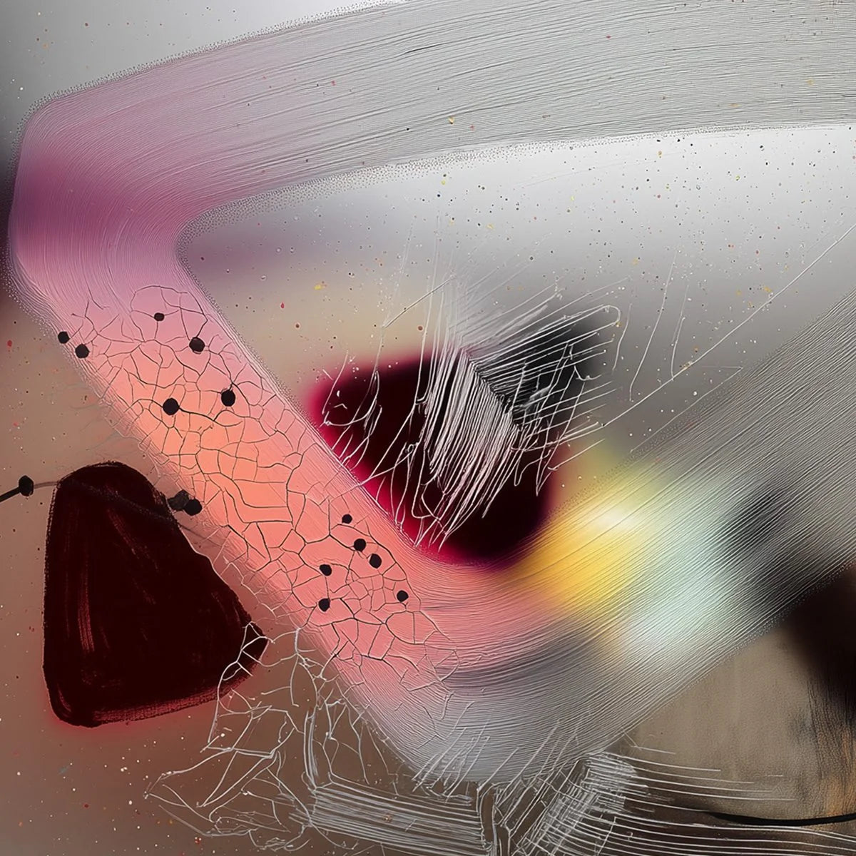 ETHEREAL WHISPERS: Abstract Mixed Media Oil Painting | Abstract mood, soft natural light studio shot