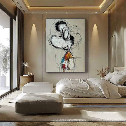 INNER MONOLOGUE: Expressive Abstract Figurative Impasto Wall Art | Figurative closeup, raised brushwork detail