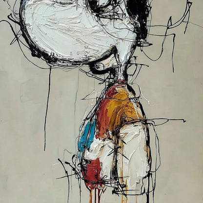INNER MONOLOGUE: Expressive Abstract Figurative Impasto Wall Art | rolled canvas, ready for custom framing