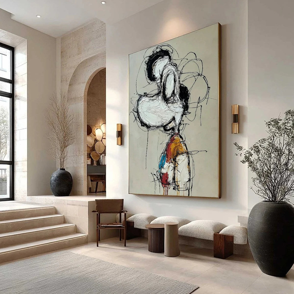 INNER MONOLOGUE: Expressive Abstract Figurative Impasto Wall Art | Figurative mood, soft natural light studio shot