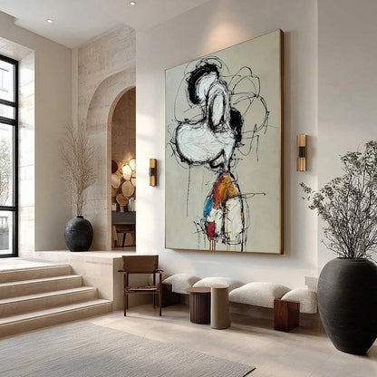 INNER MONOLOGUE: Expressive Abstract Figurative Impasto Wall Art | Figurative mood, soft natural light studio shot