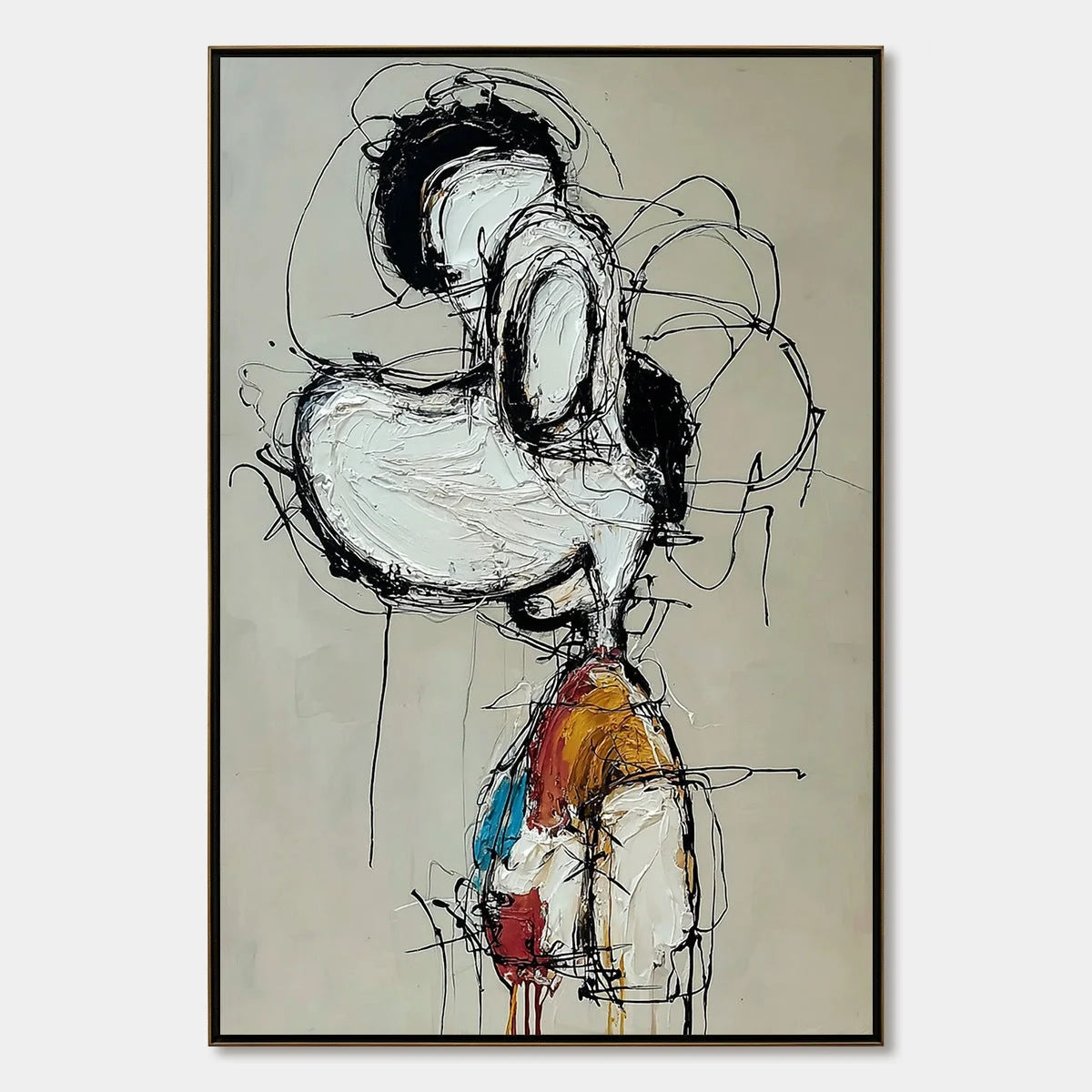 INNER MONOLOGUE: Expressive Abstract Figurative Impasto Wall Art | hanging in living room, Figurative wall art