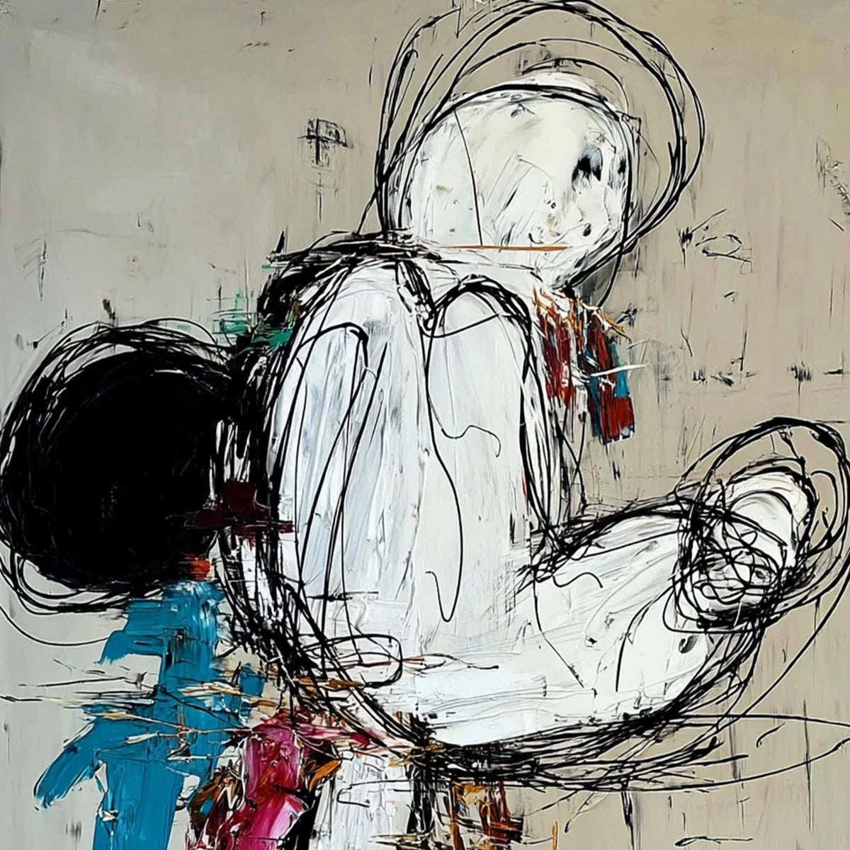 KINETIC FORM: Expressive Abstract Figurative Wall Art | rectangular format, hand-painted canvas edge