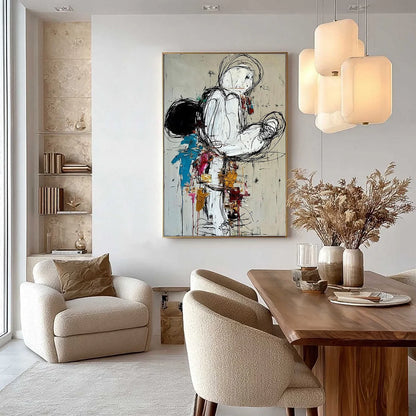 KINETIC FORM: Expressive Abstract Figurative Wall Art | black frame version on white wall