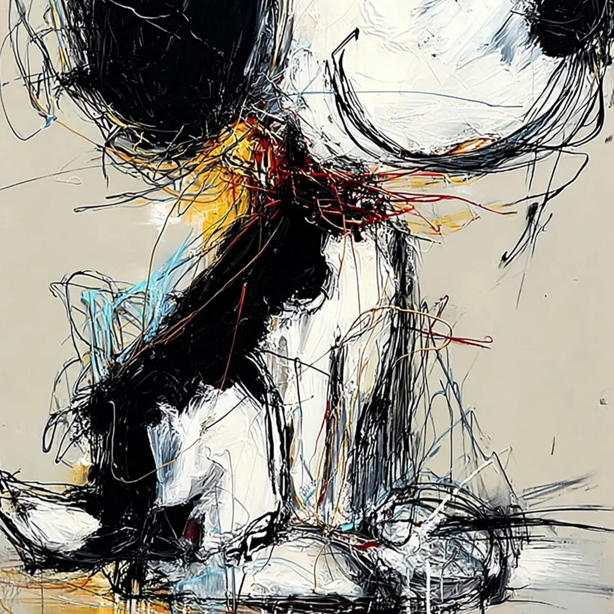NOSTALGIC SCRIBBLE: Expressive Pop Art Dog Painting for Modern Decor | rolled canvas, ready for custom framing