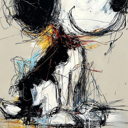 NOSTALGIC SCRIBBLE: Expressive Pop Art Dog Painting for Modern Decor | rolled canvas, ready for custom framing