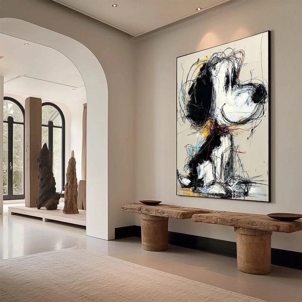 NOSTALGIC SCRIBBLE: Expressive Pop Art Dog Painting for Modern Decor | Pop Art mood, soft natural light studio shot