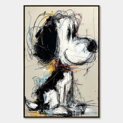NOSTALGIC SCRIBBLE: Expressive Pop Art Dog Painting for Modern Decor | hanging in living room, Pop Art wall art
