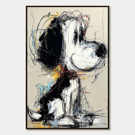 NOSTALGIC SCRIBBLE: Expressive Pop Art Dog Painting for Modern Decor | hanging in living room, Pop Art wall art