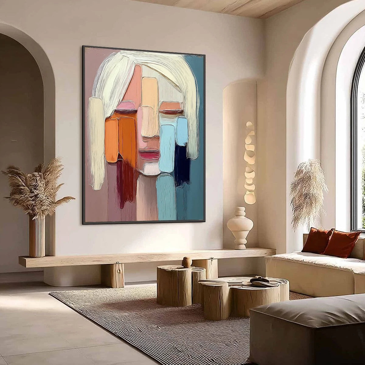 FACETS: Expressive Abstract Portrait Impasto Oil Painting | Figurative mood, soft natural light studio shot