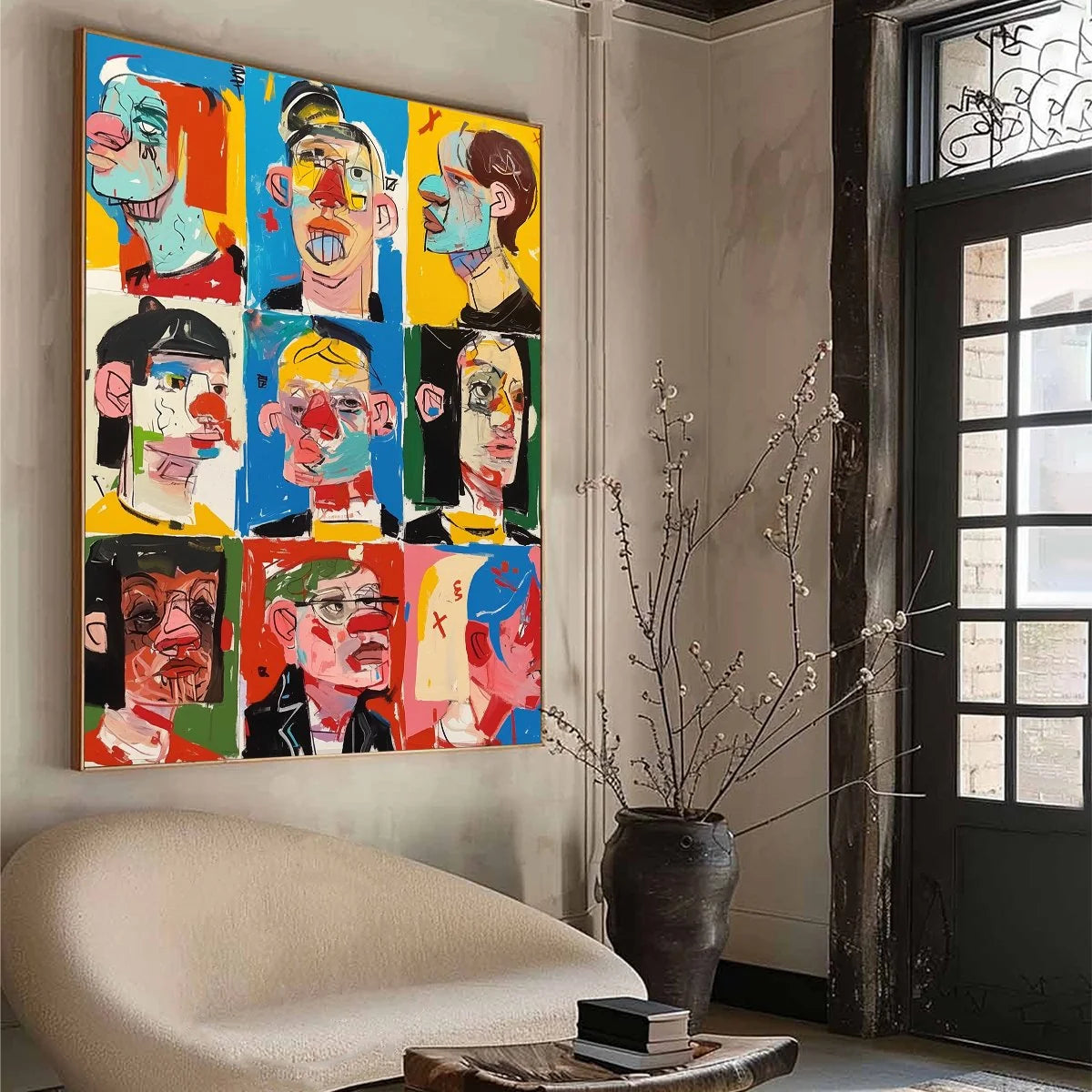 FACETS OF IDENTITY: Colorful, Expressive Portrait Series | black frame version on white wall