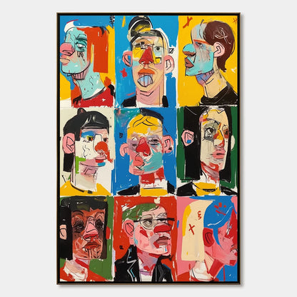 FACETS OF IDENTITY: Colorful, Expressive Portrait Series | hanging in FACETS OF IDENTITY: Colorful, Expressive Portrait Series featuring layered textured brushwork in refined tones; figurative comp...