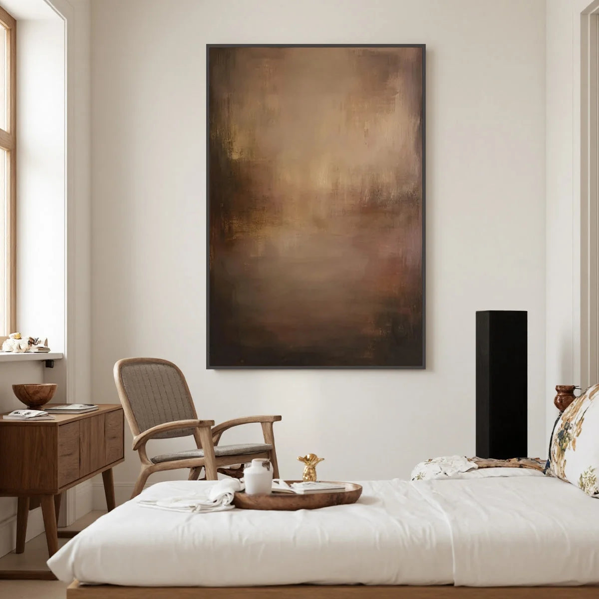FADING EMBER: Wabi Sabi Abstract Art for Sophisticated Spaces | Abstract closeup, raised brushwork detail