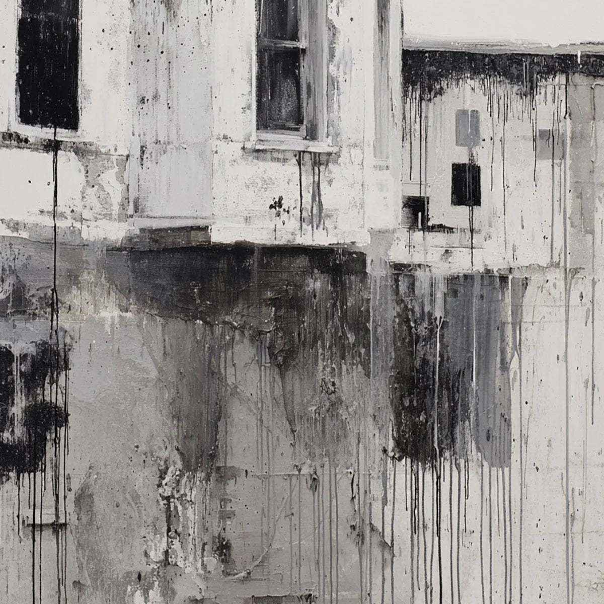FADING FACADE: Monochromatic Abstract Architecture Painting | rolled canvas, ready for custom framing