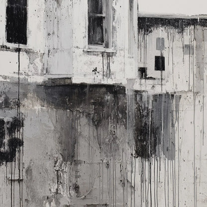 FADING FACADE: Monochromatic Abstract Architecture Painting | rolled canvas, ready for custom framing