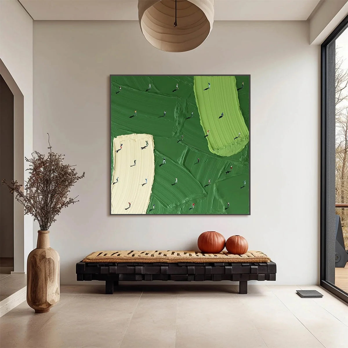 FAIRWAY DANCE: Textured Impasto Golf Scene Painting | Abstract closeup, raised brushwork detail