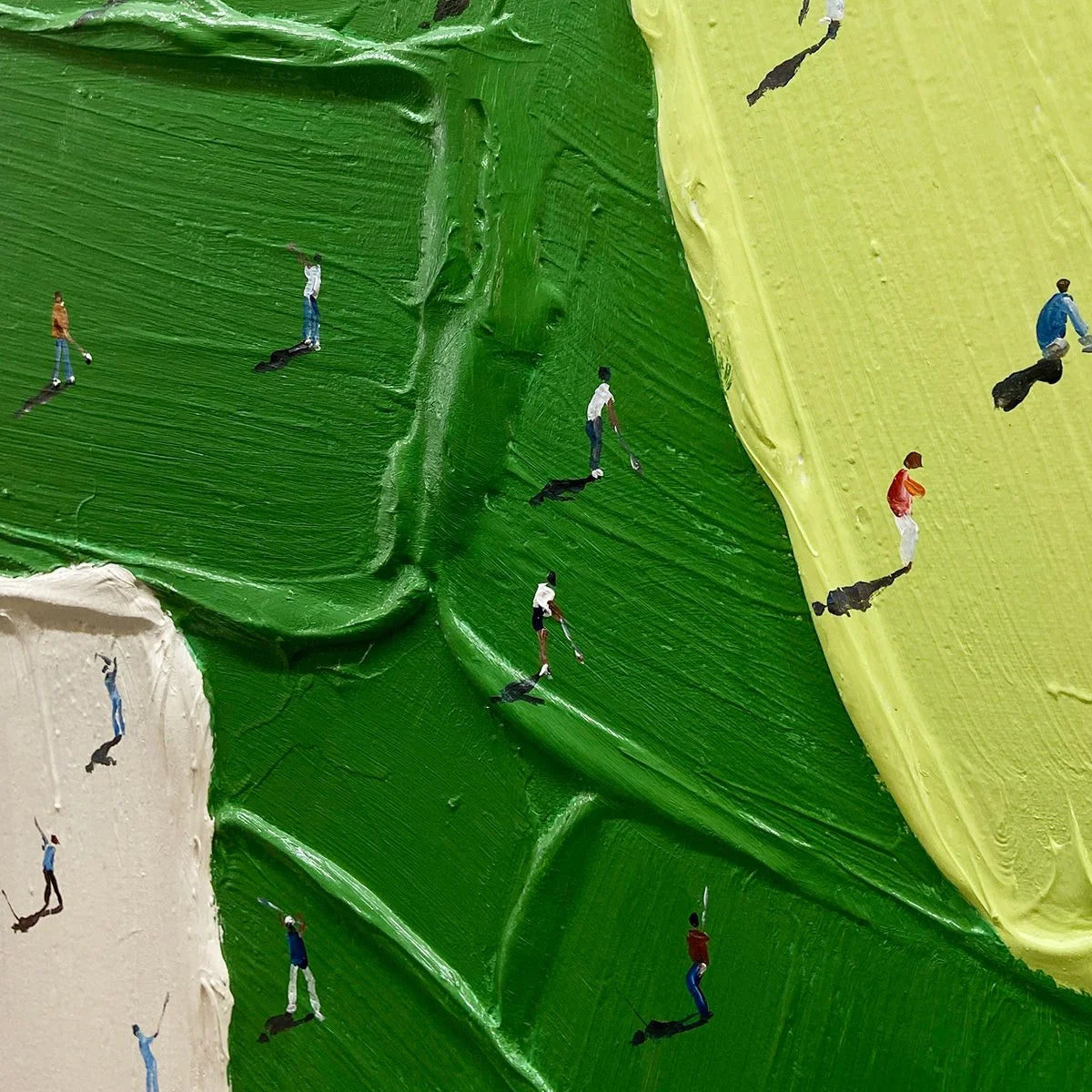 FAIRWAY DANCE: Textured Impasto Golf Scene Painting | black frame version on white wall
