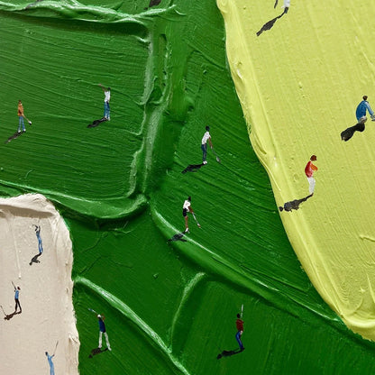 FAIRWAY DANCE: Textured Impasto Golf Scene Painting | black frame version on white wall