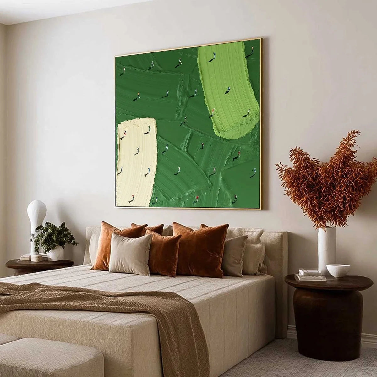 FAIRWAY DANCE: Textured Impasto Golf Scene Painting | Abstract mood, soft natural light studio shot