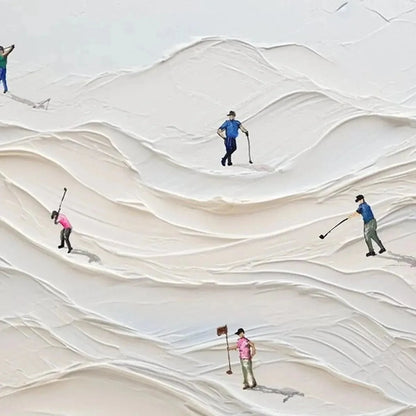 FAIRWAY VISTA: Textured Golf Course Landscape Painting for Office | rectangular format, hand-painted canvas edge