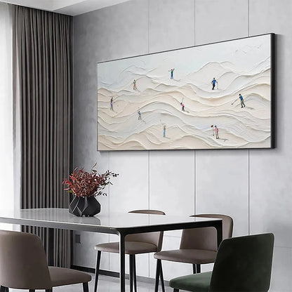 FAIRWAY VISTA: Textured Golf Course Landscape Painting for Office | beige palette, original Hand-painted on premium stretched canvas using artist-grade oils; rich layered surface combines smooth gr...