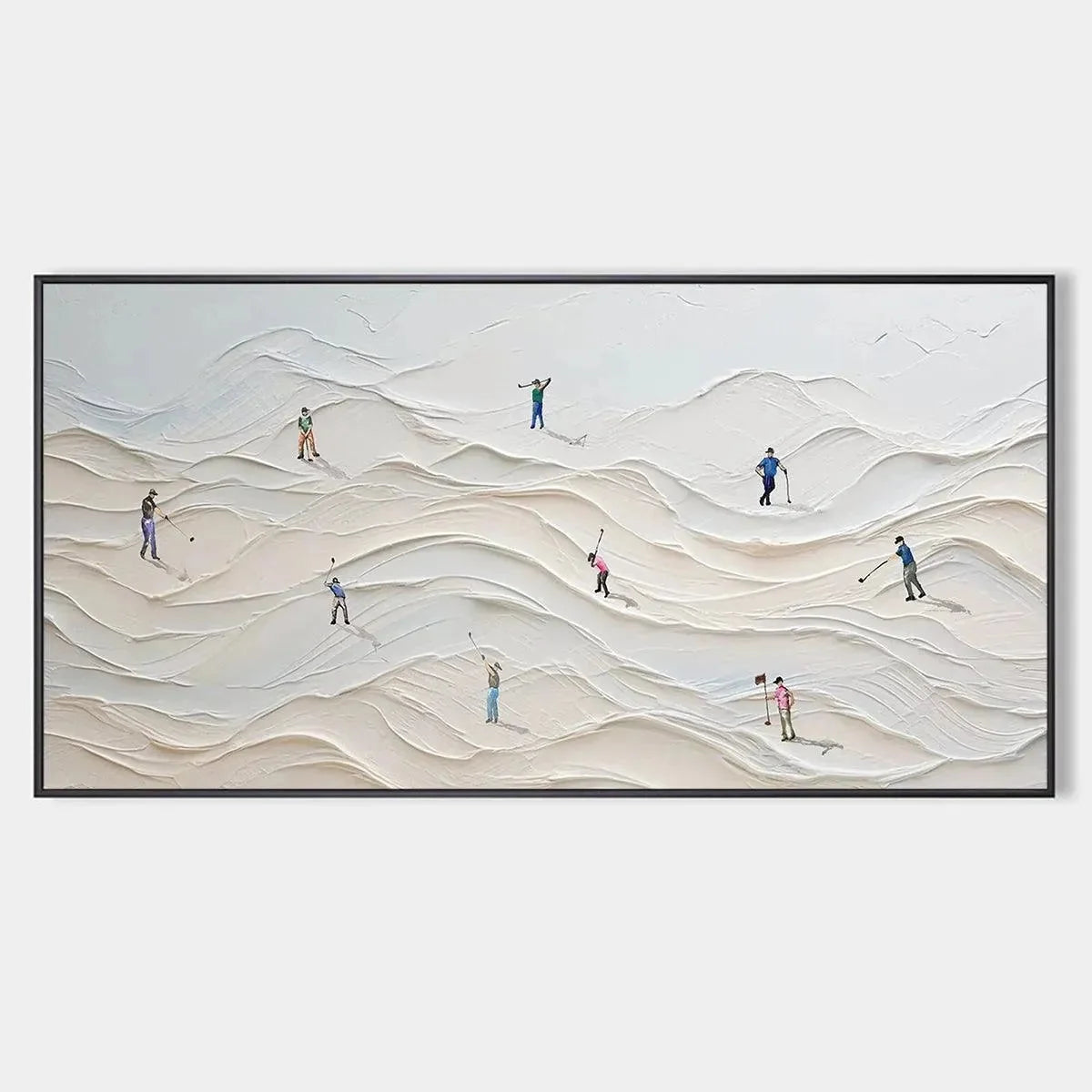 FAIRWAY VISTA: Textured Golf Course Landscape Painting for Office | hanging in FAIRWAY VISTA: Textured Golf Course Landscape Painting for Office featuring layered textured brushwork in refined tone...